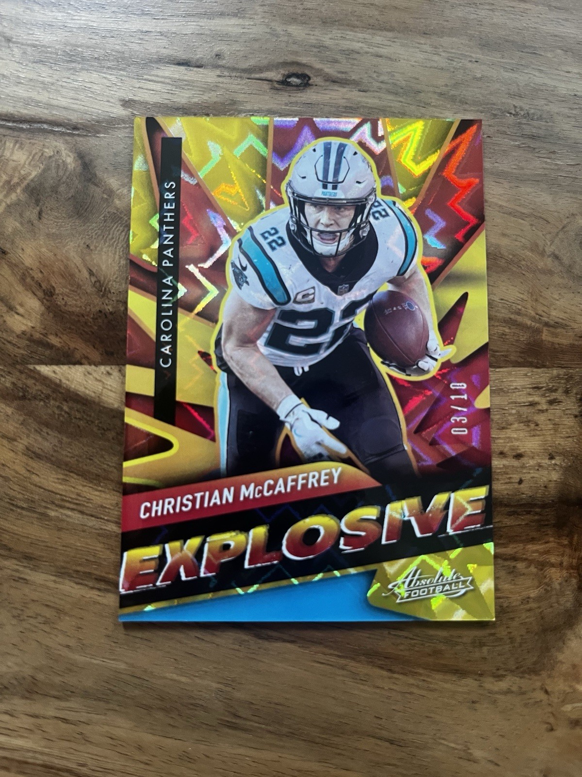 2021 Panini Absolute - Explosive Christian McCaffrey #E6 Gold /10 Case Hit HOF