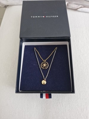 Tommy Hilfiger mehrreihige Halskette Gold/Silber runder Anhänger 2780068
