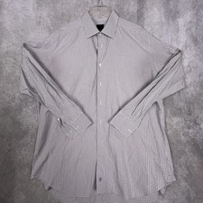 David Donahue Long Sleeve Dress Shirt Men's 17.5 34/35 - blue/red check