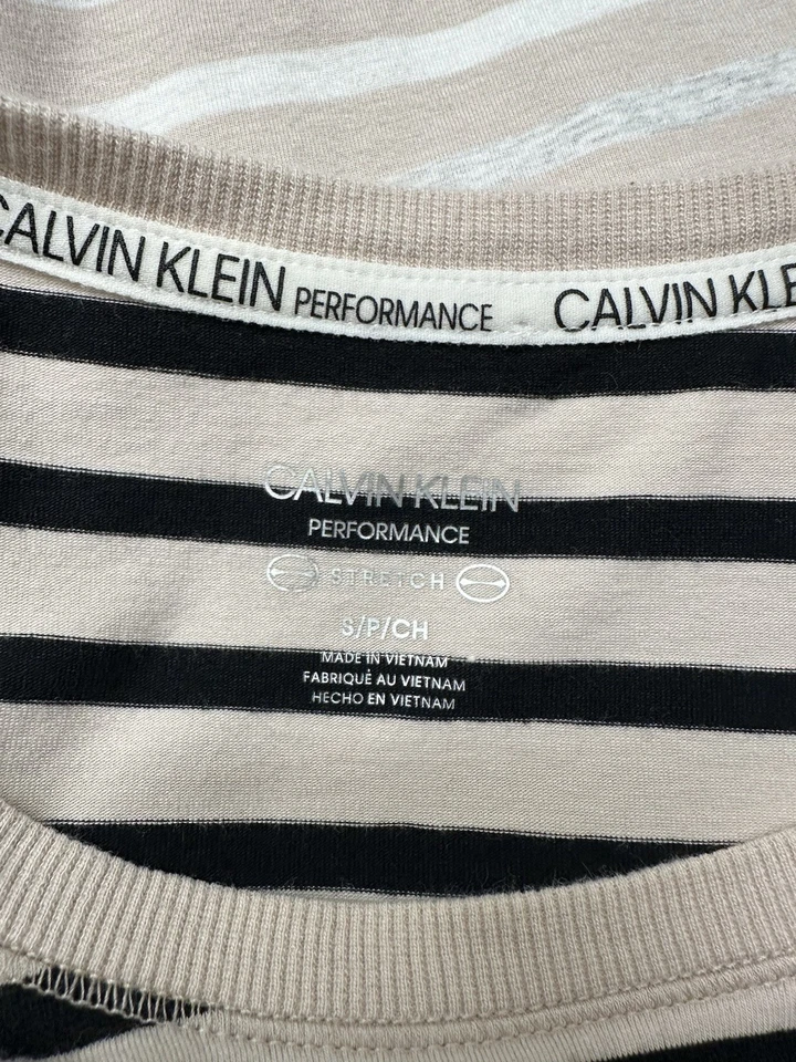 Top Calvin Klein Performance para mujer pequeño rosa claro negro gris a rayas ombre Foto 4 de 4
