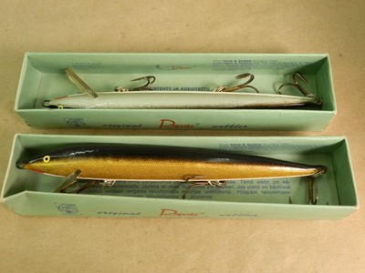 2 Vintage 1967 68 Rapala Wobbler Fishing Lures Original Finnish Minnows 18G 18S