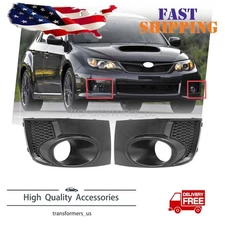 For 11-14 Subaru Impreza WRX STi Left & Right Fog Light Bezel Cover Set Black