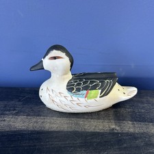 Vintage Ceramic Bisque Duck Figurine Handpainted Felt Bottom Water Fowl Decor