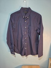 Banana Republic Tech Stretch Cotton Shirt Mens L Navy Blue Slim Flex Fit Bicycle