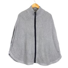 TOMMY HILFIGER Ladies Jumper Size OS / TU Sleeveless Grey Full Zip Knit