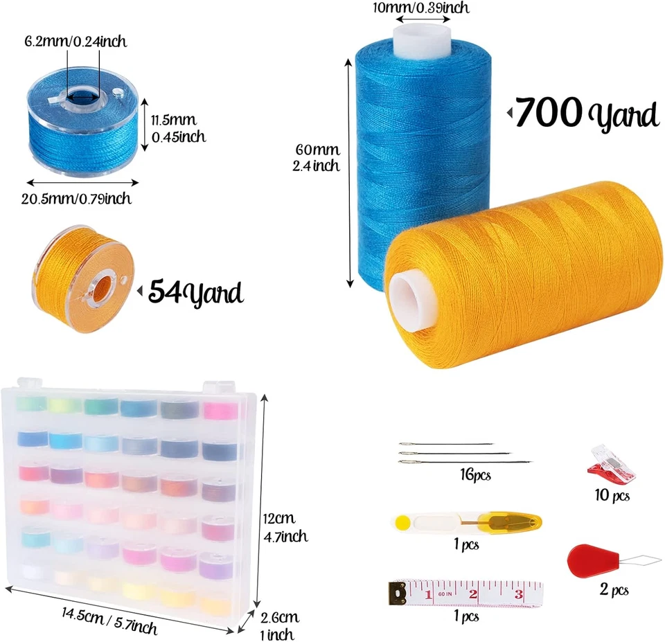 72 Pcs 700 Yards Sewing Thread, 36 Colors Prewound Bobbins for Machines - Image 3 of 4