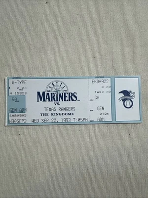 Nolan Ryan Last Final Game Pitched Full Ticket 9/22/1993 Mariners vs Rangers - Image 1 of 2