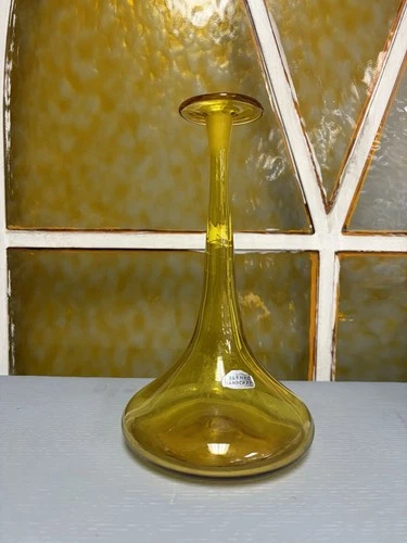 Blenko Handcraft Wayne Husted 6027 Lemon Yellow Shot Glass Decanter - No Stopper