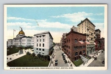 Boston MA-Massachusetts, Aerial State House And Bellevue Hotel Vintage Postcard