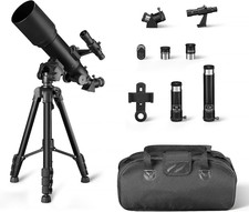 70Mm Aperture 400Mm AZ Mount Telescope with Smartphone Adapter, Multi-Coated Opt