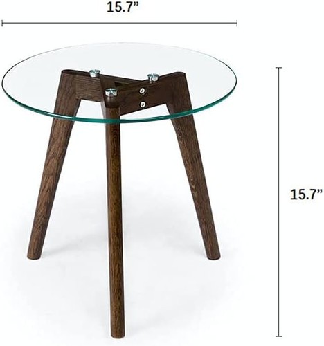 Tempered Glass Small End Table, Mnimalist Round Side Small, Clear - Picture 3 of 6