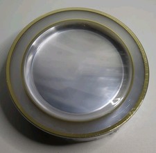 50 Count 10 Inch Clear and Gold Plastic Plates Disposable Heavy Duty Clear