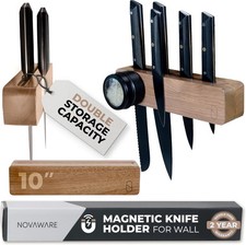 Premium 10 inch Magnetic Knife Holder for Wall with 2x Stora g