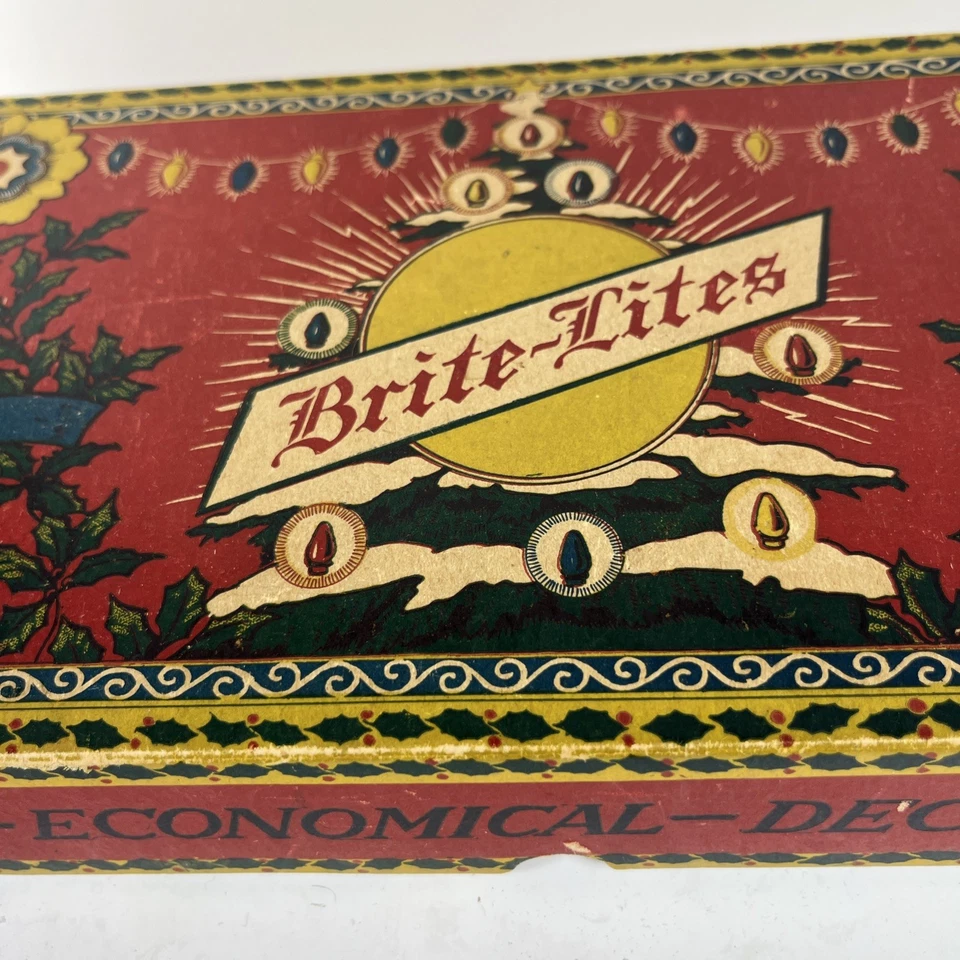 Antigua caja vintage años 20 para “Brite-Lites”. Extremadamente RARO y Difícil de Encontrar.  Sin luces Foto 4 de 4