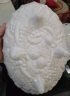 Vintage Large White Oval Footed Fruit Bowl Milk Glass Party12 X 9 Free Shipping