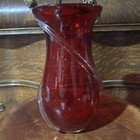 Vintage Teleflora Ruby Red Cased Glass Vase with Clear Swirl Ribbon – 9" Tall — photo 6