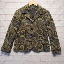 Harve Benard Blazer Jacket Womens 10 Brown Paisley Velvet Velour Whimsigoth Boho