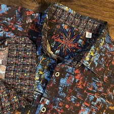 Robert Graham Geometric Artwork Abstract Bold Button Up Shirt Flip Cuff Men s XL