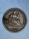 1871 Philadelphia Mint Silver Seated Liberty Half Dime