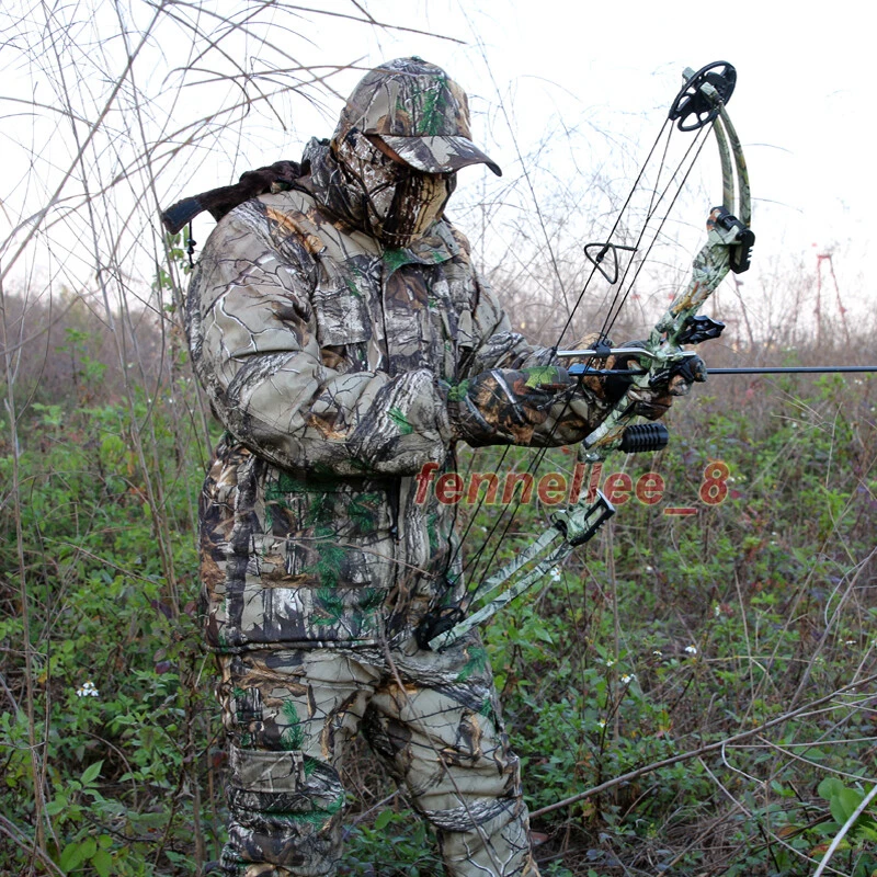 Mens Bionic Camou Winter Thicken Hunting Coat Trousers Tactical Waterproof Suits - Image 2 of 4