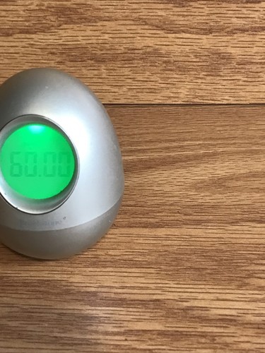 Brookstone “Bob” Silver Oval Egg Wobble Clock 5-in-1 Alarm Date Timer Temp Time - Picture 8 of 9