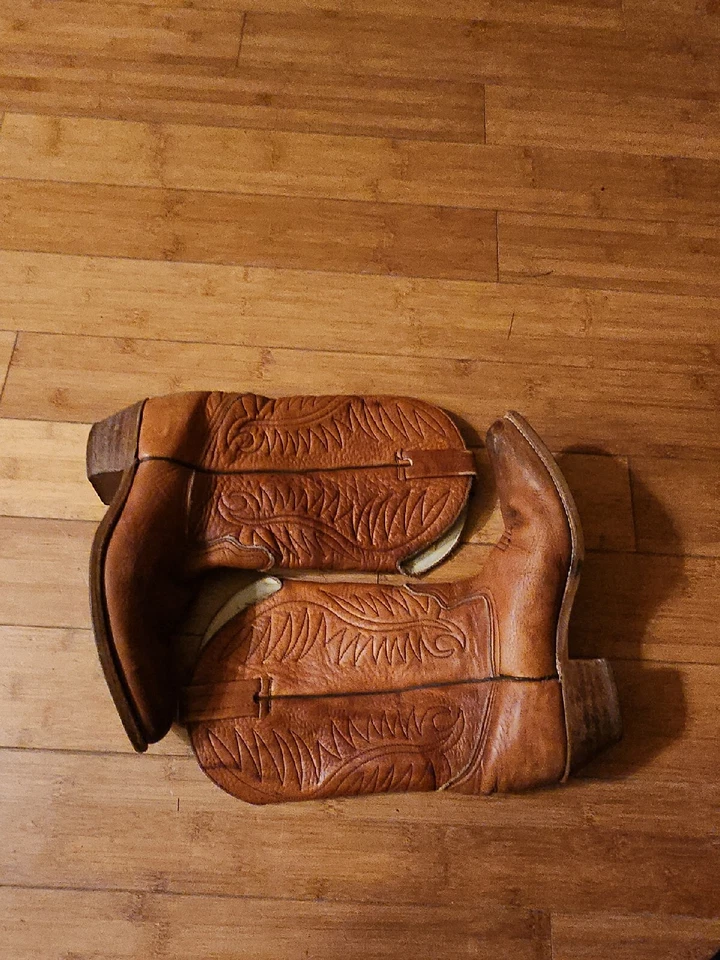 Botas vaqueras occidentales de cuero Dexter vintage hechas en EE. UU. talla 9,5 M 738142 Foto 3 de 4