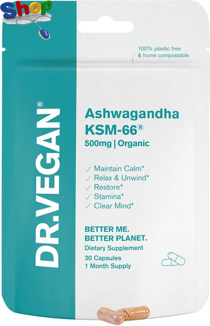 DR . VEGAN Daily Ashwagandha KSM - 66 | 500Mg | Ashwagandha Root | 30 Ca