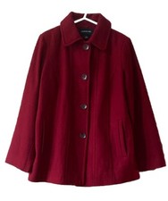 London Fog Coat Women's Size Large Cherry Red Wool & Polyester