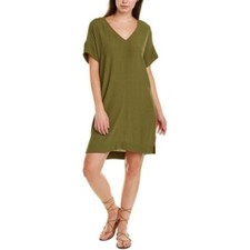 Madewell Dress Olive Green Short Sleeve Novel Above Knee Viscose Shift XS