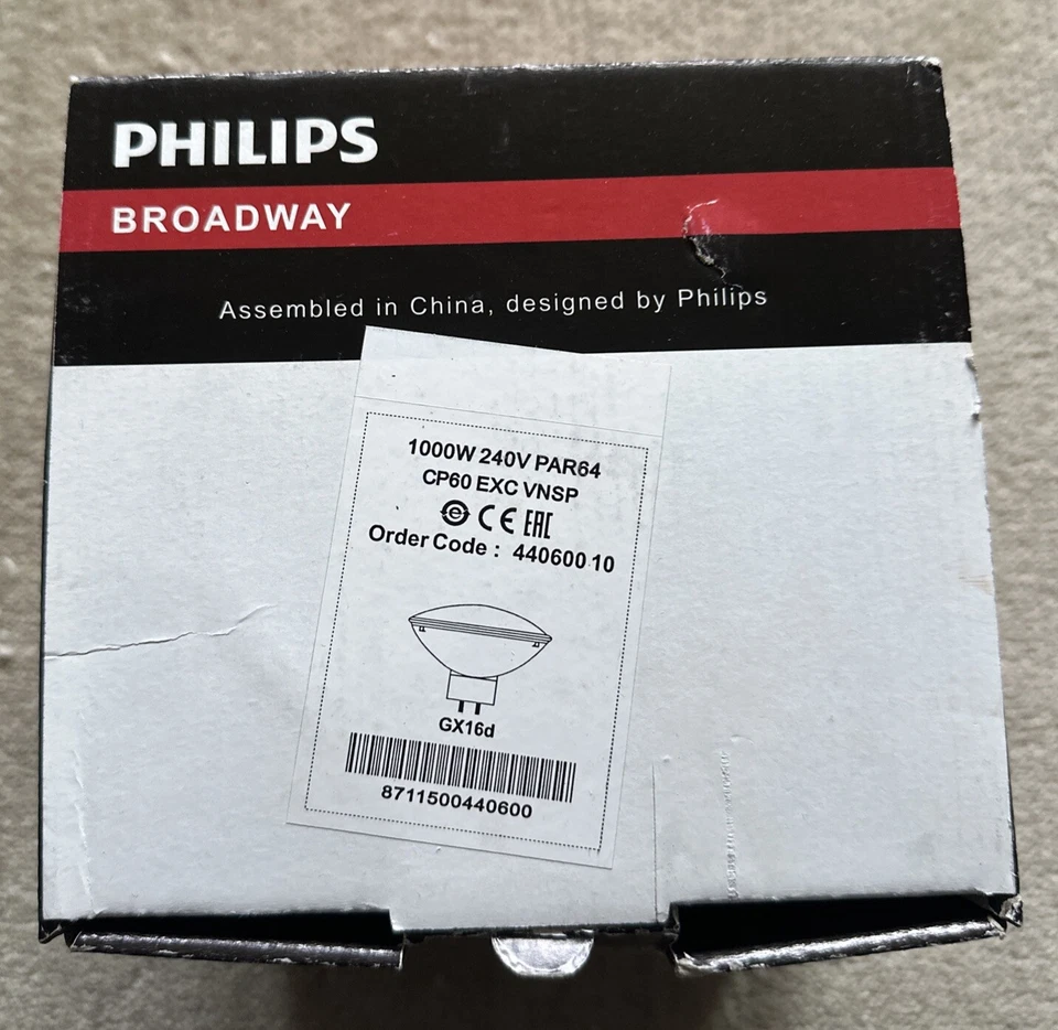 Philips Broadway PAR 64 CP60 240v 1000w GX16d Theatre Lamp - BNIB - Image 2 of 4