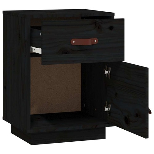 Bedside Cabinets 2 pcs Black 40x34x55 cm Solid Wood Pine vidaXL - Picture 7 of 12