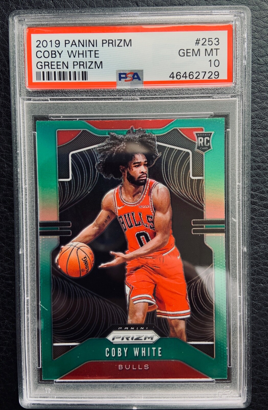 Coby White PSA 10 GEM MINT 2019-20 Panini Prizm Green Prizm RC #253