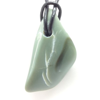 Wyoming Jade Pebble Pendant Large Olive Green Nephrite Gem Stone Necklace #45