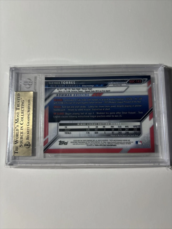 Gleyber Torres Rookie/Prospect Graded Lot! Refractor/Red Holo!!! - Image 3 of 4