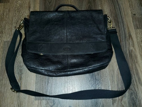 Fossil Black Leather Laptop Messenger 