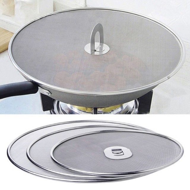 Frying Pan Splatter Guard Screen Cover Grease Covers Mesh Shield For