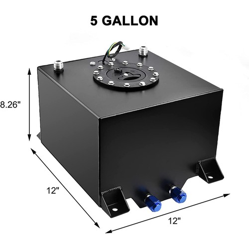 5 Gallon Polished Racing Drift Fuel Cell Gas Tank Level Sender Plastic Cap Black - Picture 2 of 17