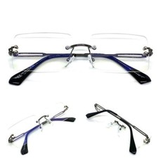 Men's Classy Elegant Modern Retro READING EYE GLASSES Readers Gray Rimless Frame