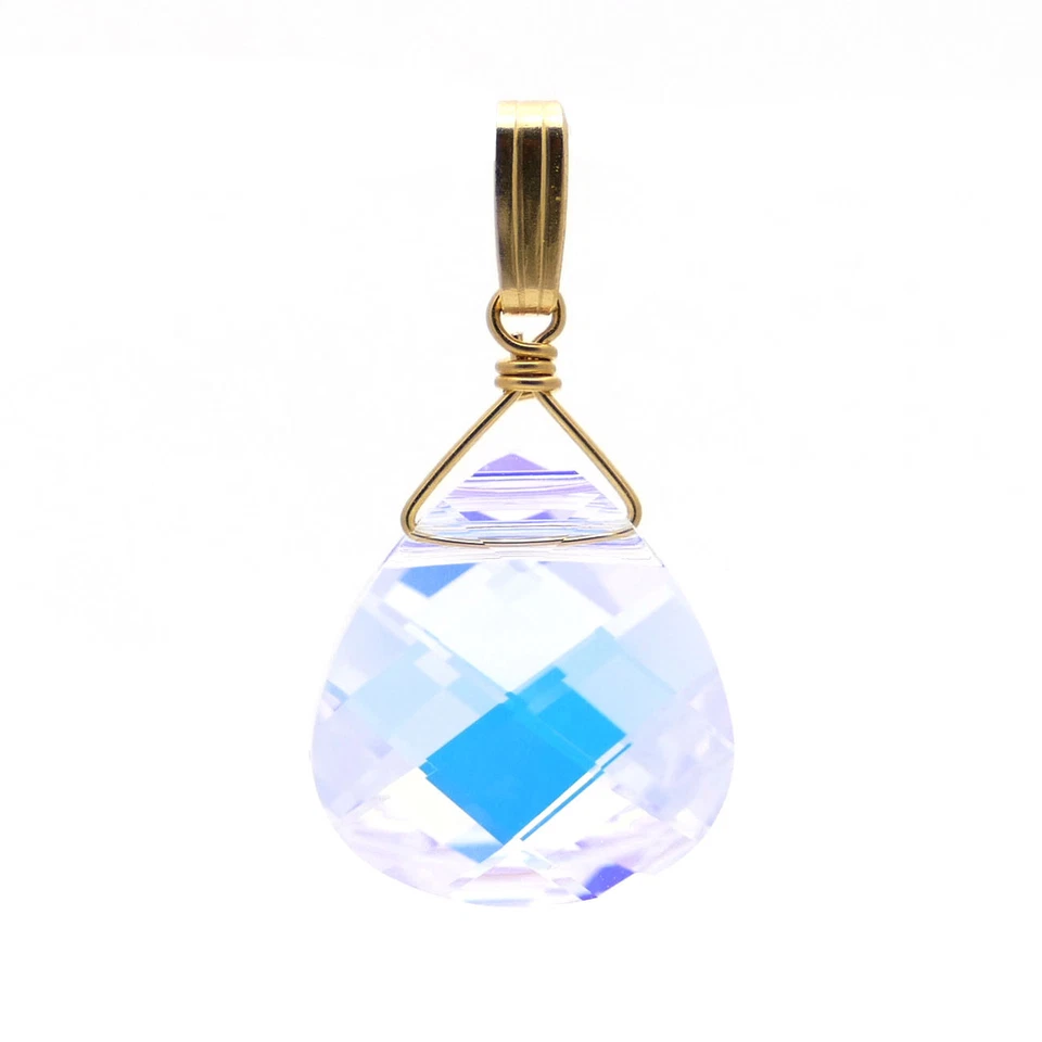 ⛶ ● FANTASTISCHES LICHTSPIEL ● Kristall Anhänger "AURORA" ygf 14k Gold 585 - Bild 2 von 4