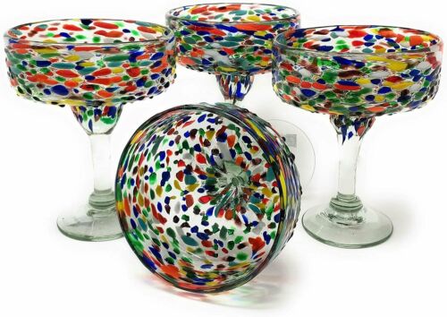 Confetti Rock Margarita Glasses - Set of 4 (16 oz each) - Afbeelding 1 van 9