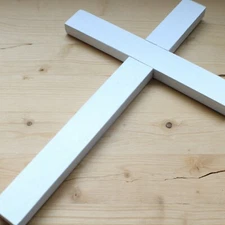 Wall Cross Wood White 11" Handmade USA Decor Christ Cruz Christian 