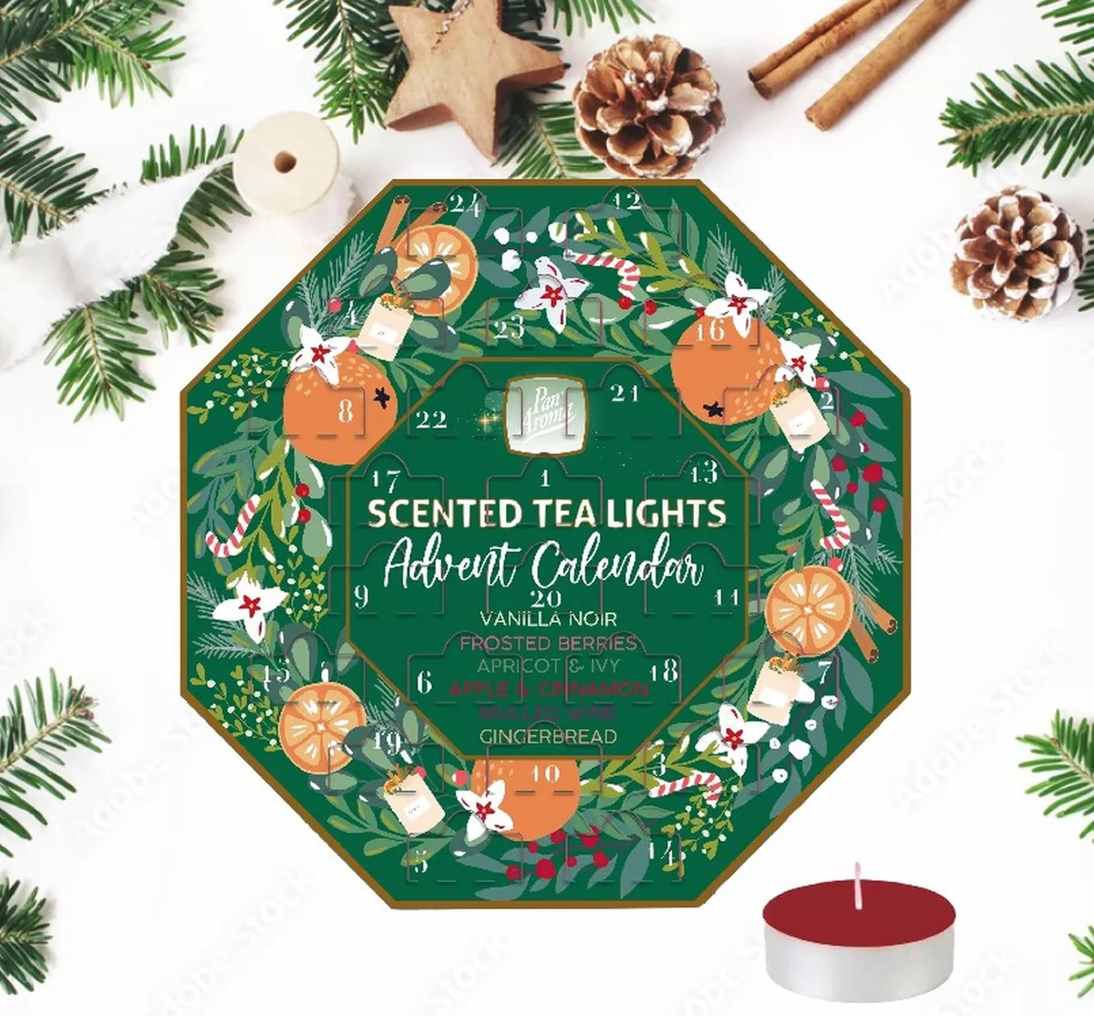 Christmas Tea Light Candle Advent Calendar 24 Festive Countdown