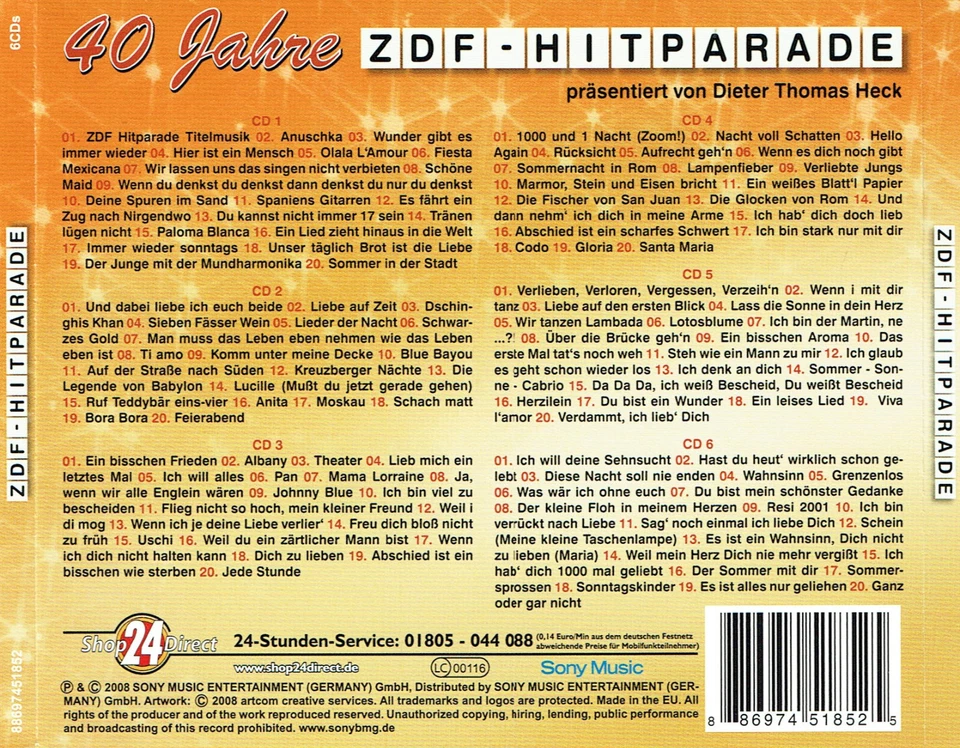 (6CDs) Dieter Thomas Heck – 40 Jahre ZDF-Hitparade (Die Grosse Hit-Edition) - Bild 2 von 2