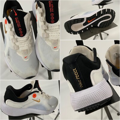 Nike React Escape Run 9.5 Women White Black Gold CV3817-103 Worn 2x YGI K2S-25