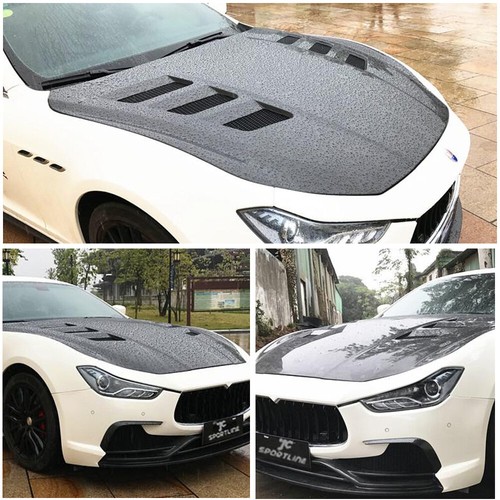 Fit For Maserati Ghibli 2014-2020 Real Carbon Front Hood Bonnet Lid Cover Trim - Picture 6 of 12