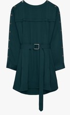 RRP $129 ZARA SHORT FLD DRESS 11 PETROL BLUE, US SIZE XS, M NEW WITH TAG RUN LAR