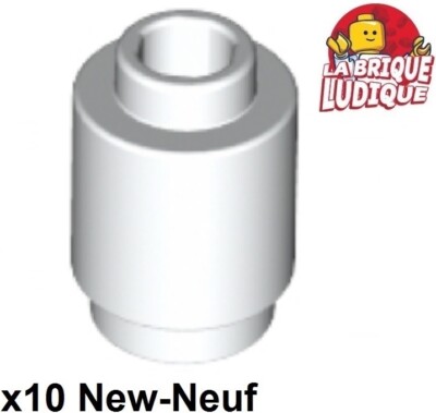 Lego 10x brique ronde brick round open stud 1x1 blanc/white 3062