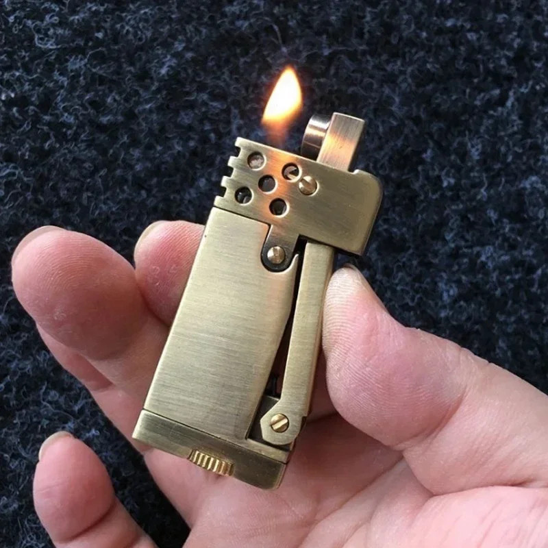Side Flint Kerosene Wheel Ignition Butane Retro Cigarette Lighter