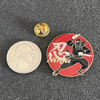 Gold Tone Ninja Fighter Round Pin Pinback #44555