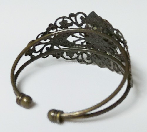 Eleganza semplice, bracciale stile vittoriano, vetro centrale accento floreale - Foto 2 di 2
